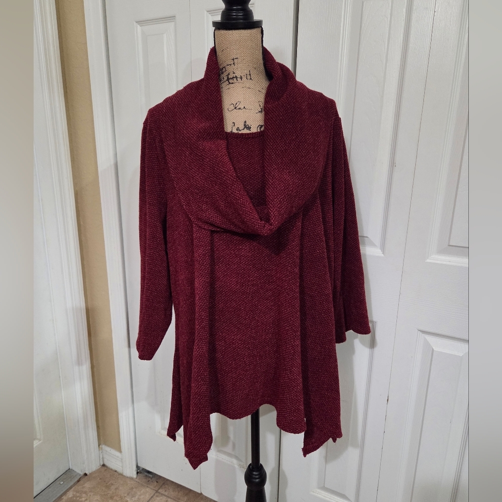 New Directions Burgundy Cowl Neck Sweater